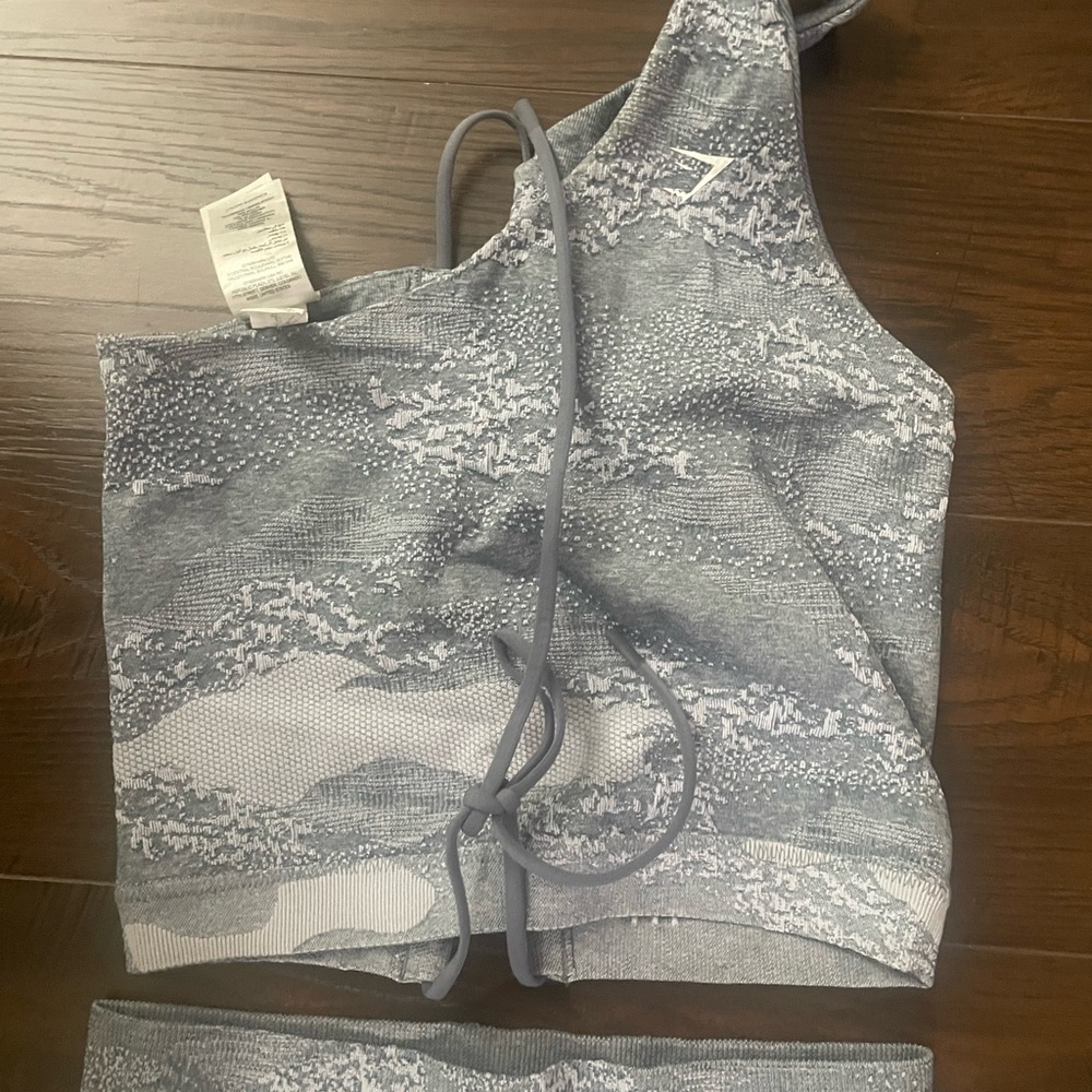Gymshark Gray Camo One-Shoulder Top